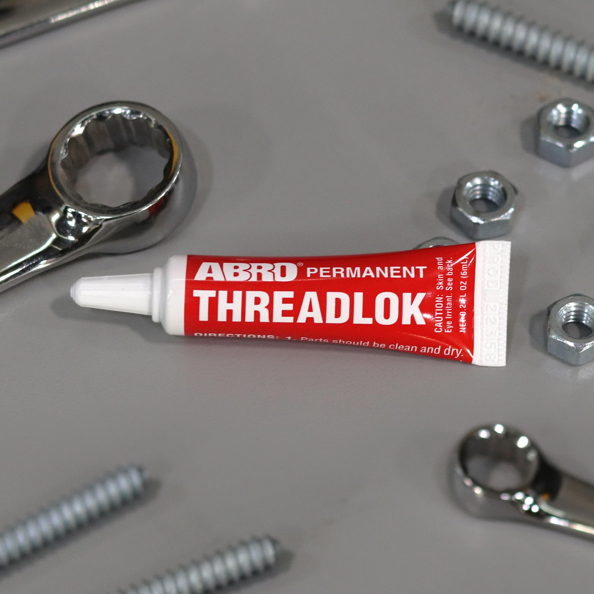 High Strength ABRO Threadlok Red, 6 ml, Industrial-Grade Threadlocker for Reliable Performance in Automotive & Manufacturing Applications, Tight Thread Lock Red for Any Use