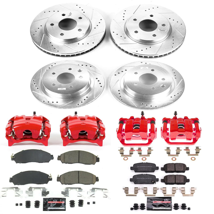 Power Stop Z23 KC8273, Front and Rear Brake Caliper Kit-Rotors, Carbon Ceramic Brake Pads, Calipers