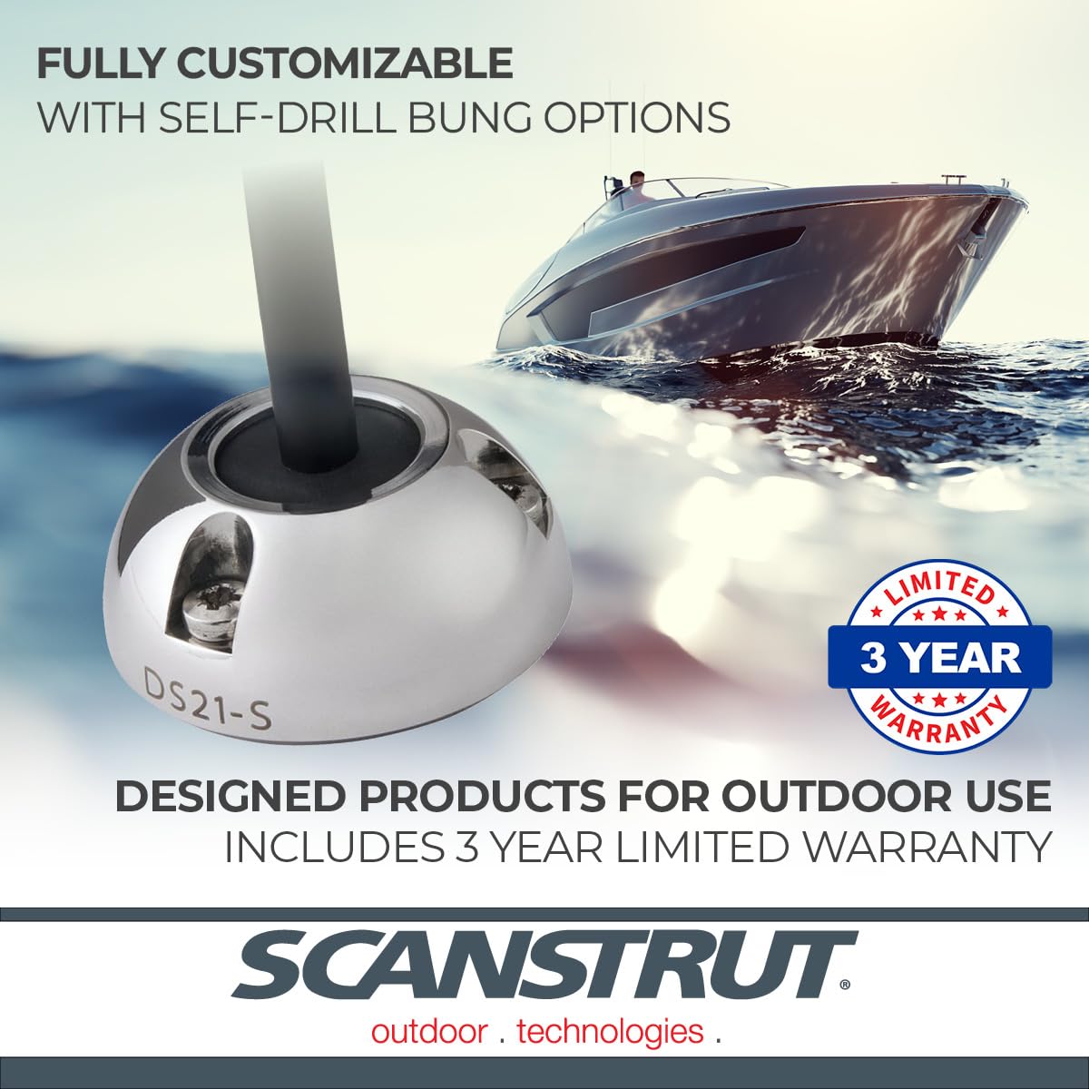 Scanstrut Small Cable Seal DS21A-S for Connectors to 0.83" and Cables 0.165"-0.35" - Stainless Steel
