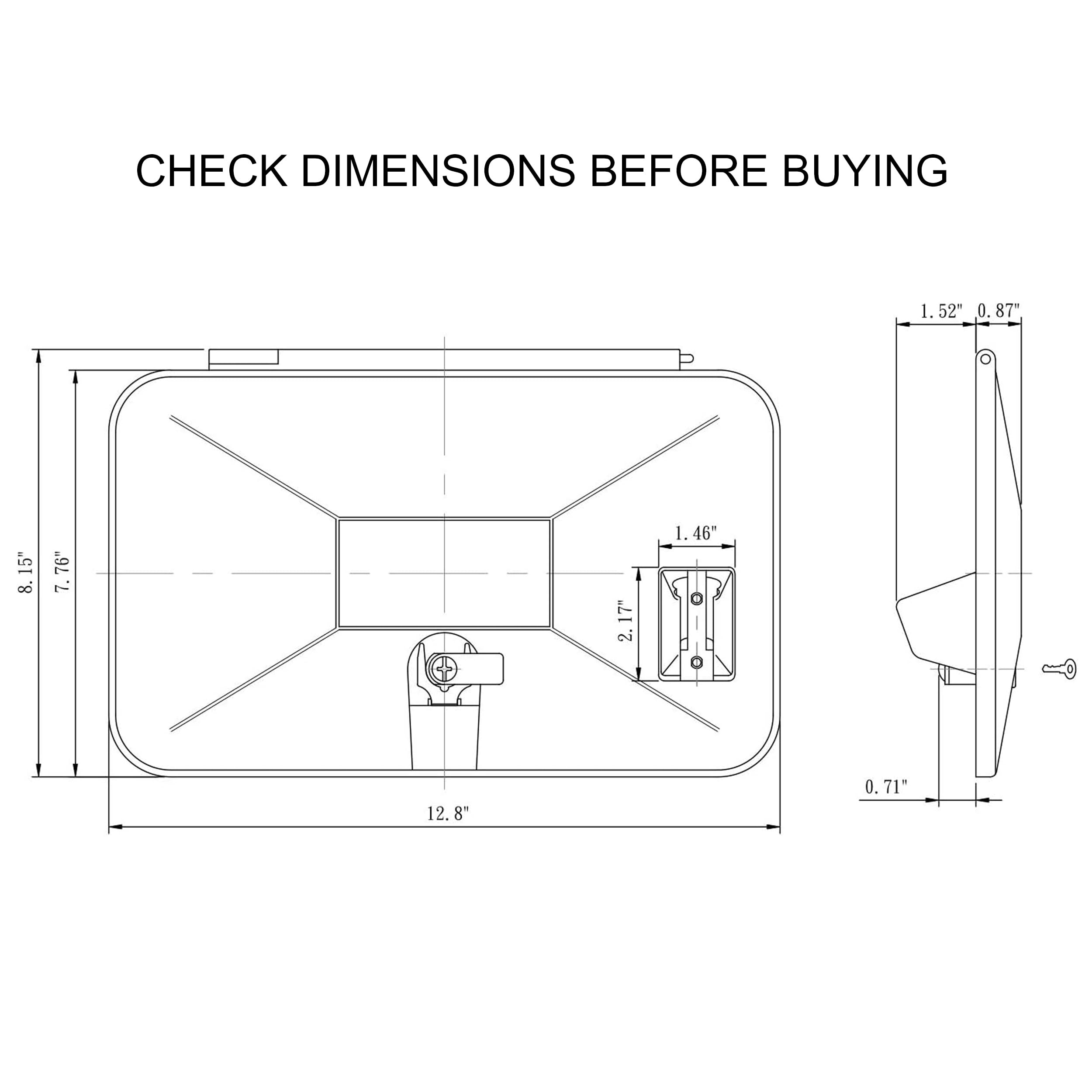 Dura Faucet RV Weatherproof Replacement DF-SA170D-BK Door for Branded Exterior Shower Box Kit - Lockable (Black) - Only Works with Dura Faucet Branded Shower Box Kits