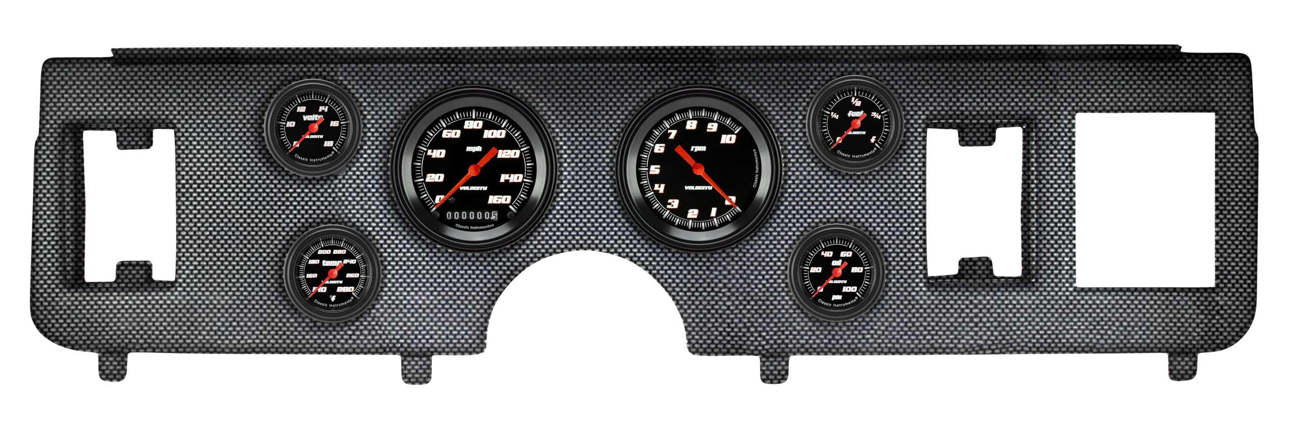 Velocity Black Classic Instruments CDMU79VSB101CF Full Sweep Direct Fit 6 Gauge Set Compatible with 1979-1986 Mustang
