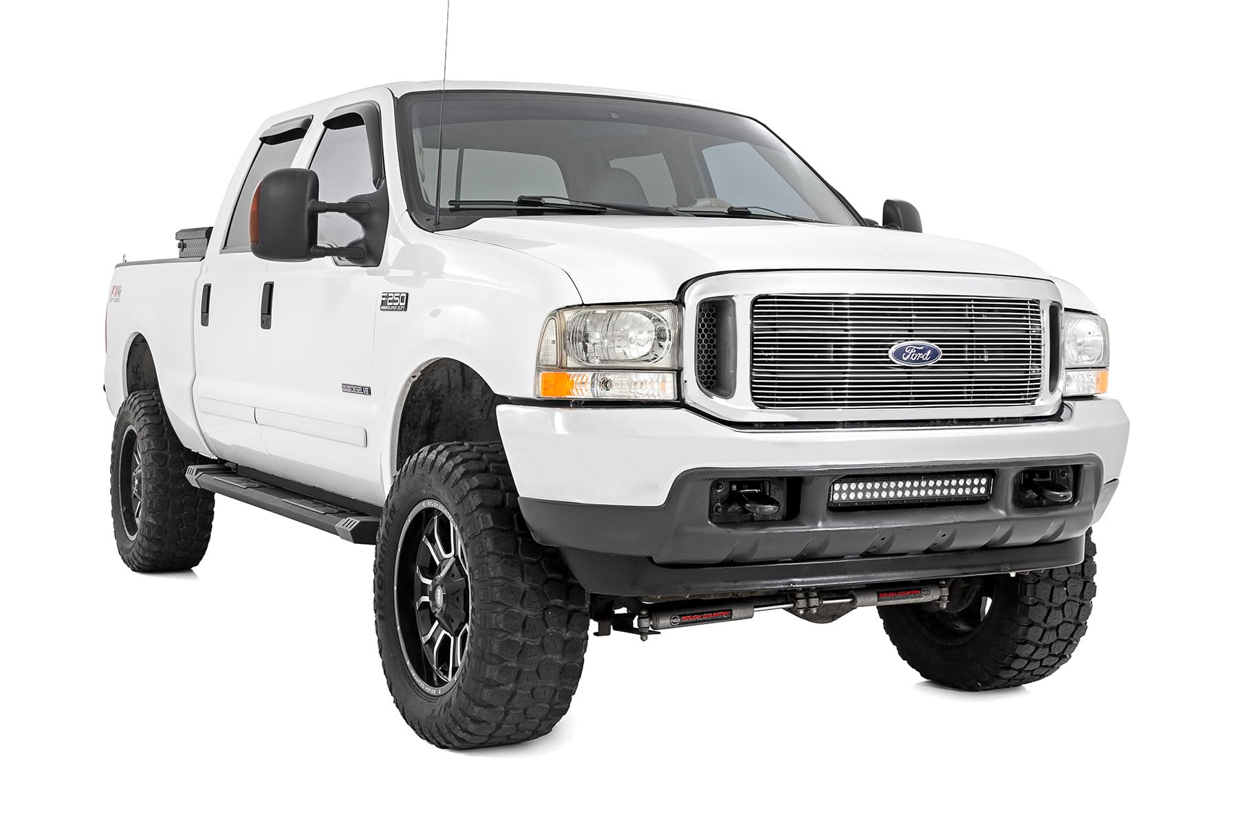 Rough Country Aluminum HD2 Running Boards for Ford F-250/F-350 Super Duty (1999-2016) Crew Cab - 5" Wide Non-Slip Step, Easy Bolt-on Install