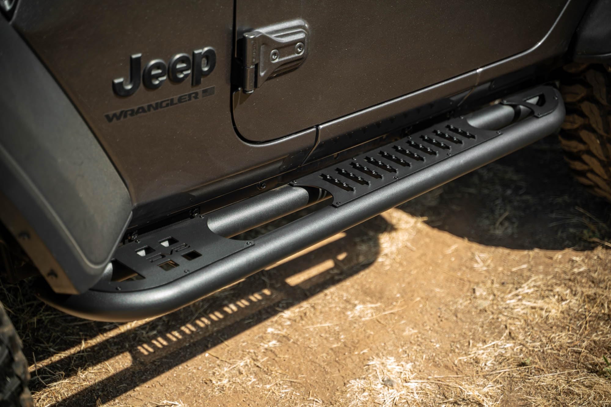 OE Plus DV8 Side Steps for 2018-2025 2-Door Jeep Wrangler JL | Gripped Top Plates to Prevent Slippage | Multi-Mount Design for Stability | Fully Bolt-On | Micro-Texture Black Powder Coat Finish