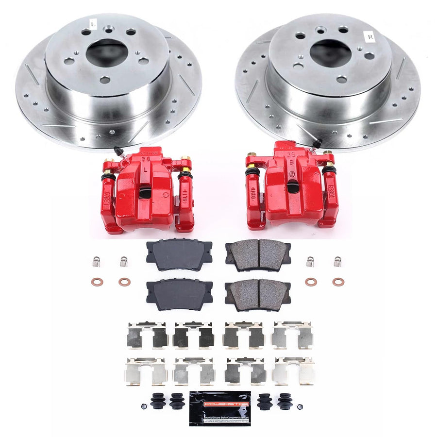 Power Stop Z23 Evolution Rear Brake Caliper Kit KC6520- Brake Rotors, Carbon-Fiber Ceramic Brake Pads, Brake Calipers For Lexus ES300h, Lexus ES350, Toyota Avalon, Toyota Camry [Model Specific]
