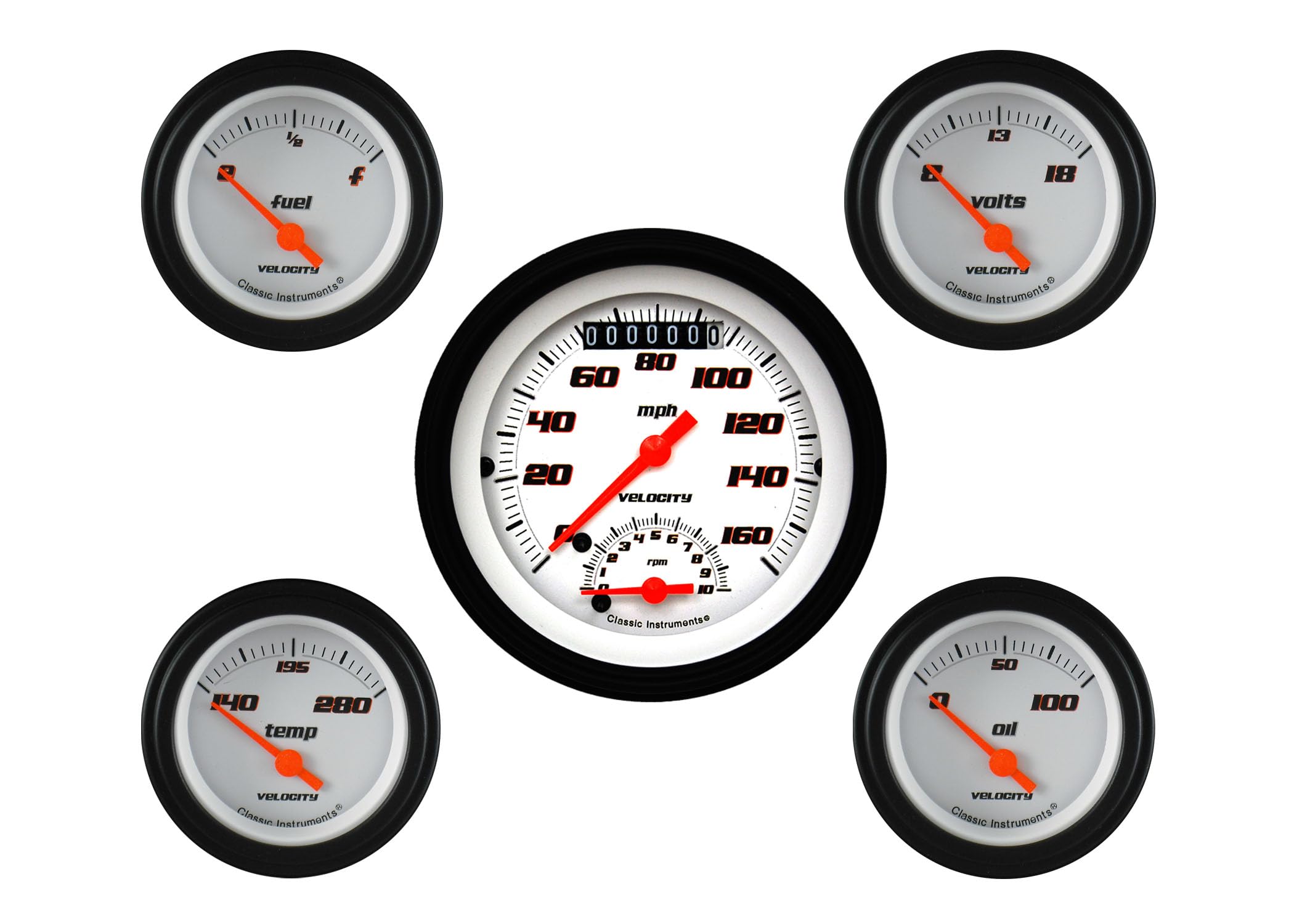 Velocity White Classic Instruments Five Gauge Set VS35WBLF