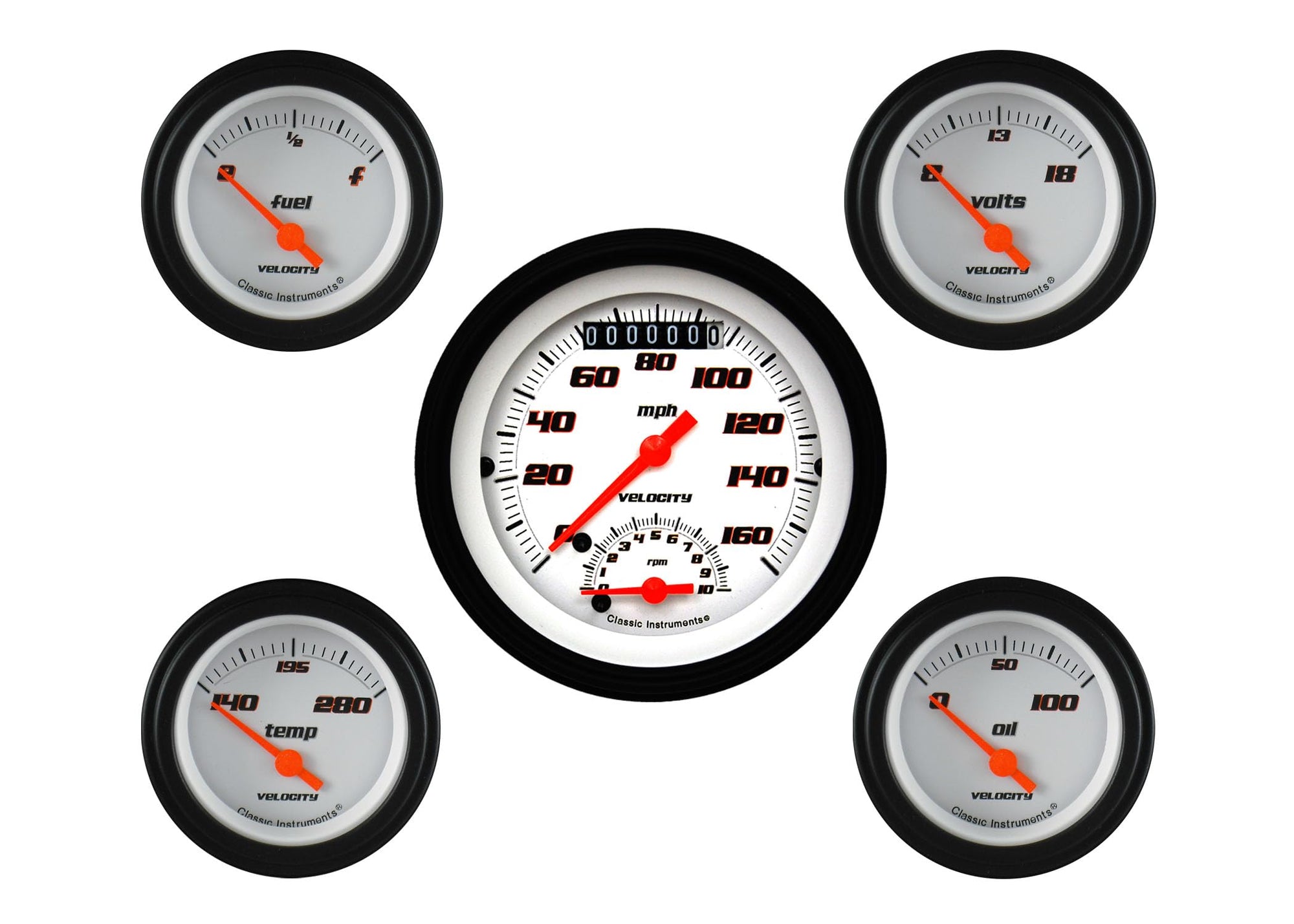 Velocity White Classic Instruments Five Gauge Set VS35WBLF