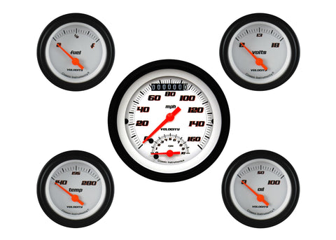 Velocity White Classic Instruments Five Gauge Set VS35WBLF