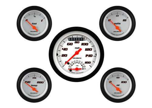 Velocity White Classic Instruments Five Gauge Set VS35WBLF