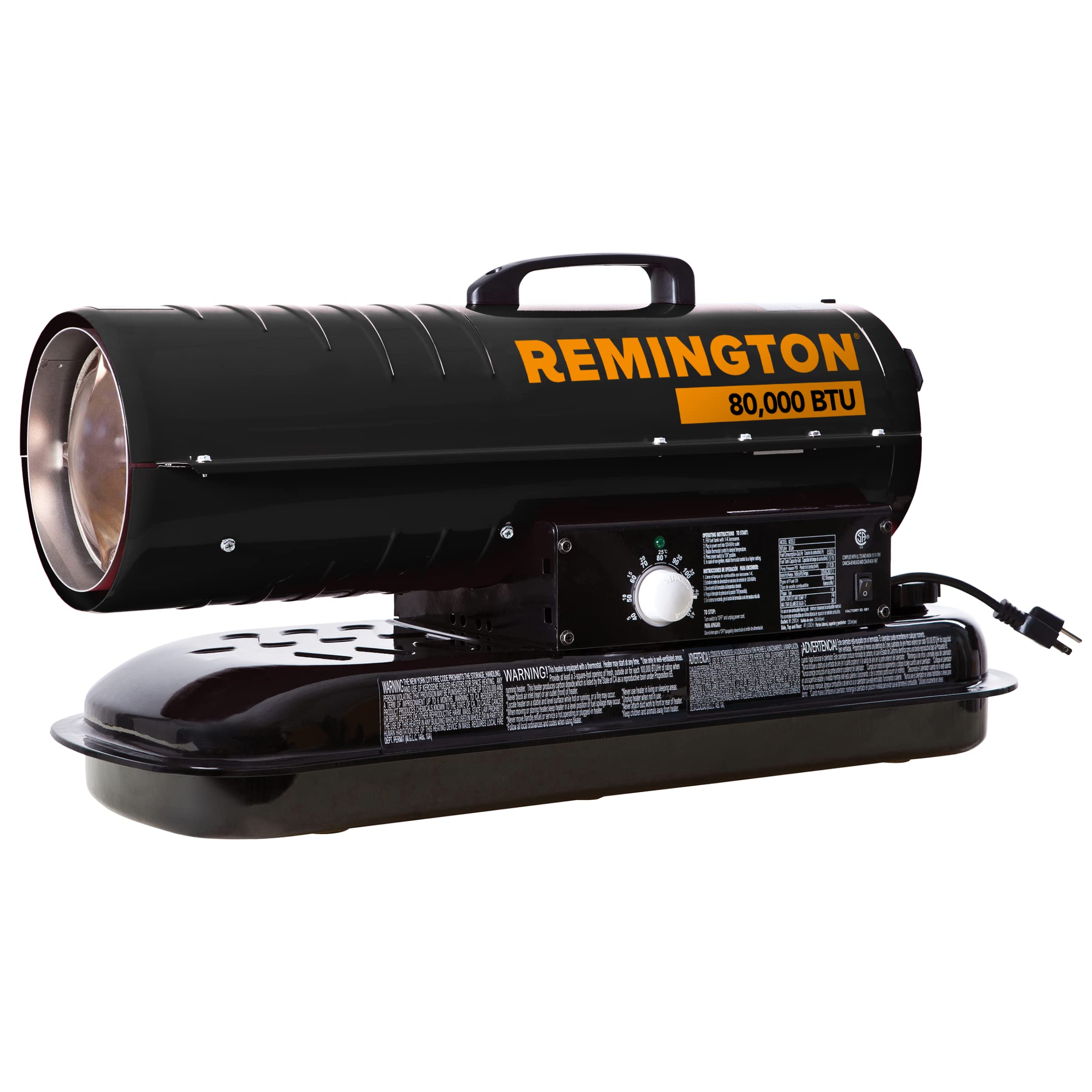 Kerosene/Diesel Heater Remington 80,000 BTU | For Warehouses, Construction, Garages, Barns and Workshops REM-80T-KFA-B
