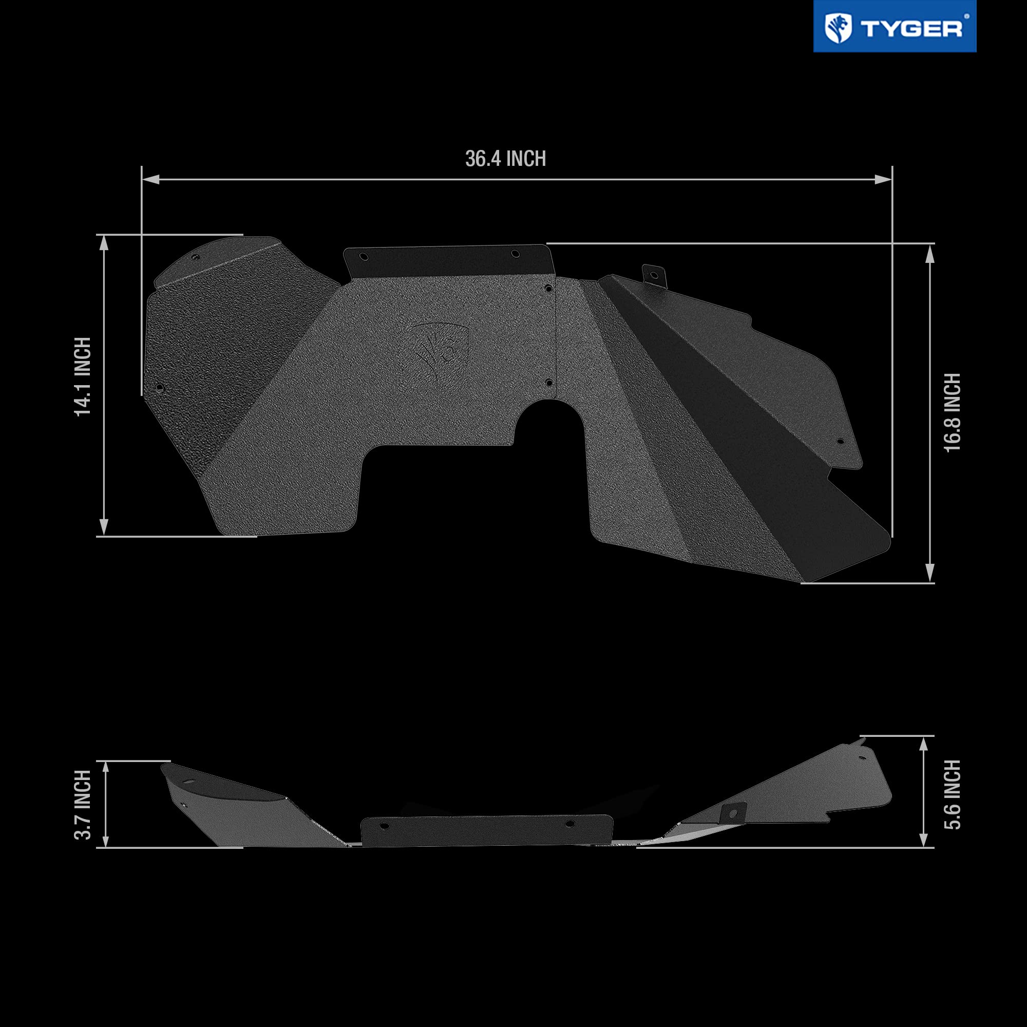 Tyger Auto Compatible Front Inner Fender Liner with 2007-2018 Jeep Wrangler JK | Carbon Steel | Not for JL | TG-FL6J46018