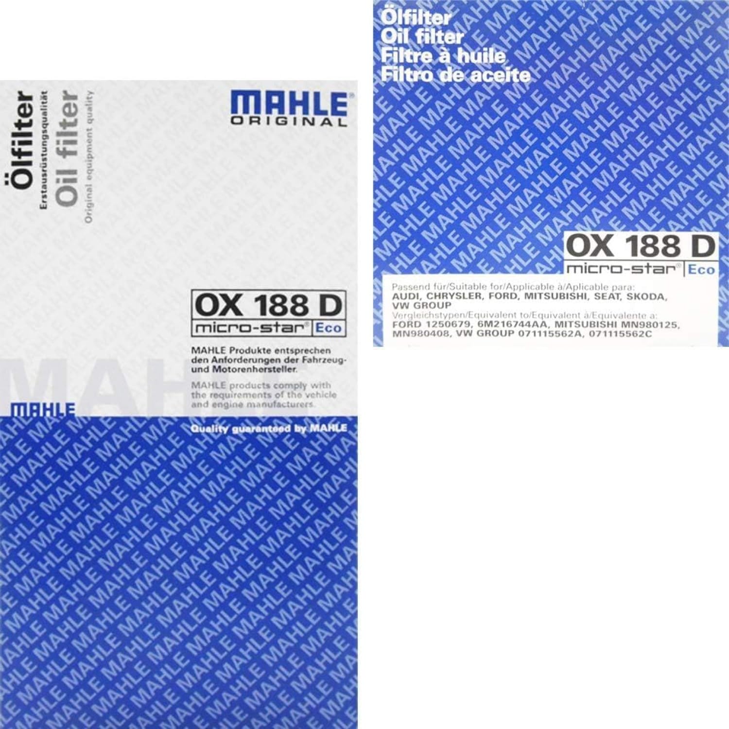 Engine Oil Filter MAHLE OX 188D, 1 Pack