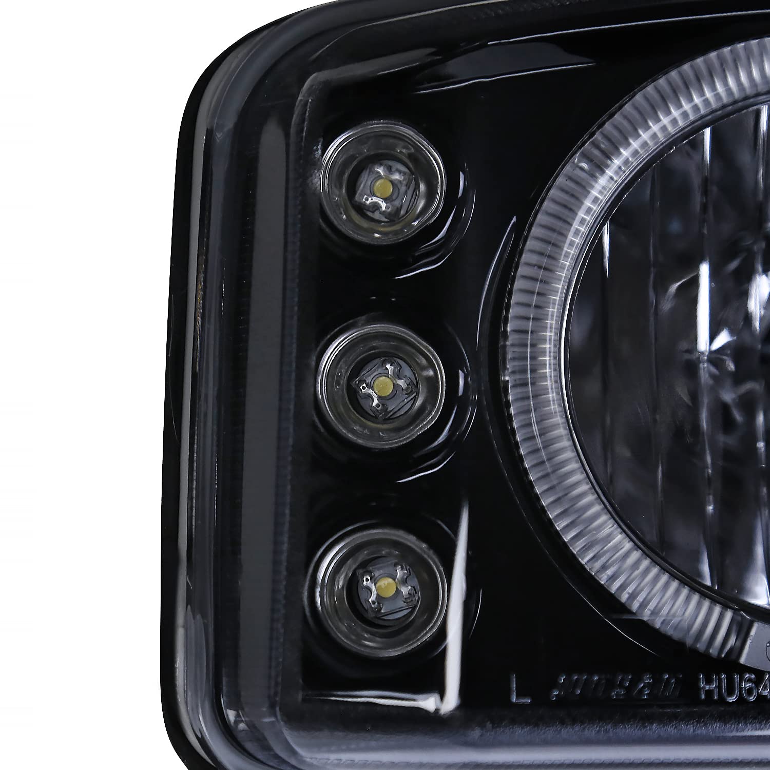 Black Smoke LED Halo Projector Headlights + Bumper Lights SPEC-D TUNING Compatible with 1999-2006 GMC Sierra 1500/2500/3500, Left + Right Pair Headlamps Assembly