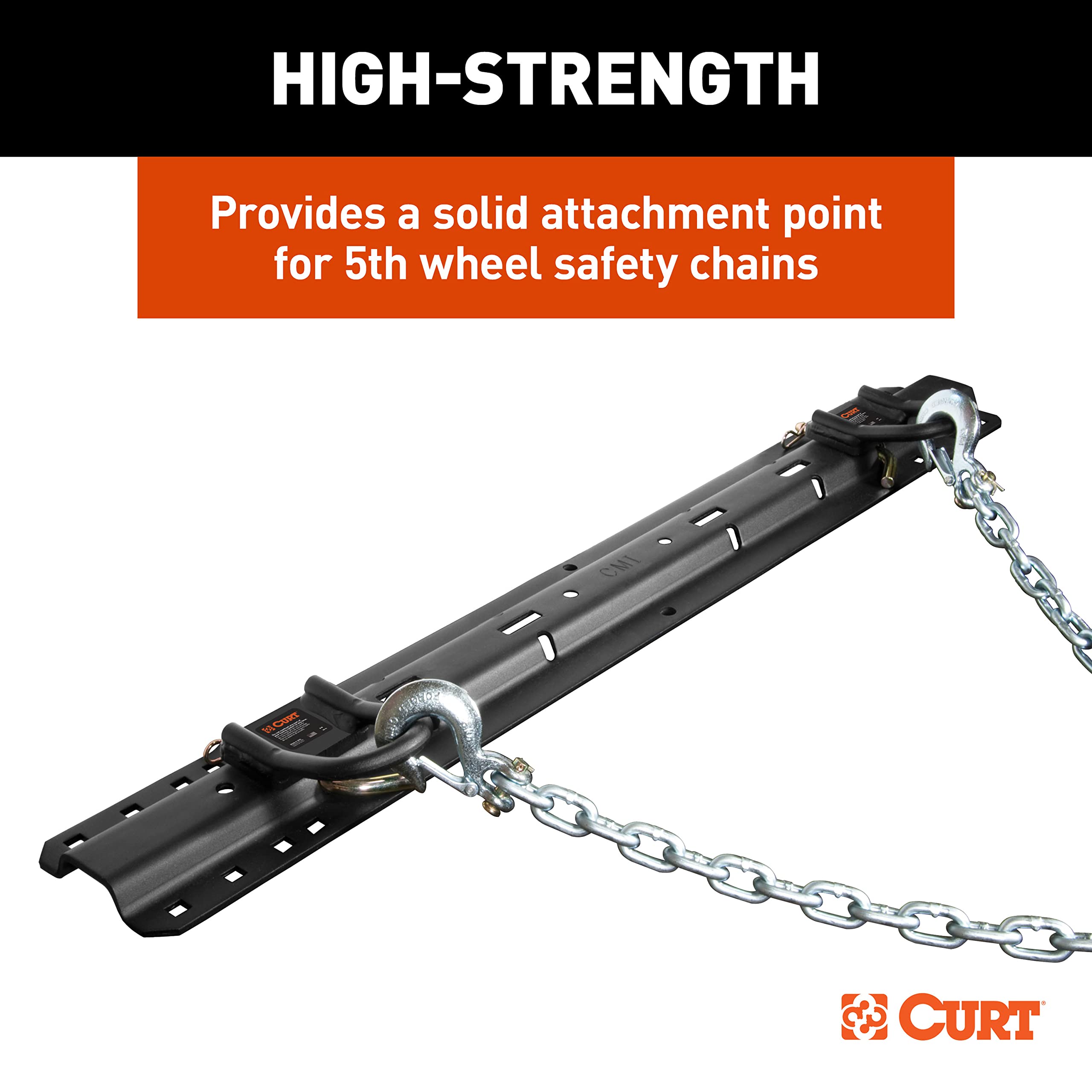 CURT 5th Wheel Hitch Safety Chain Anchors 16000, Fits Industry-Standard Rails