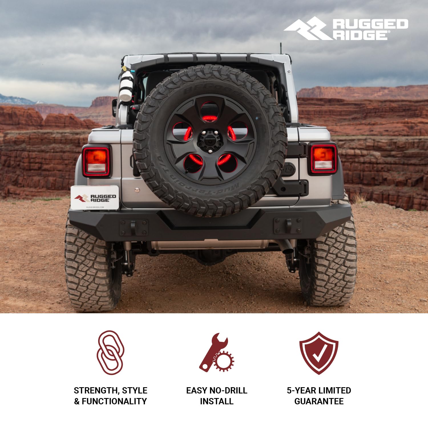 Spartan Bumper, Rugged Ridge Rear | Full-Width, Steel, Textured Black | 11548.20 | Fits 2007-2018 Jeep Wrangler JK