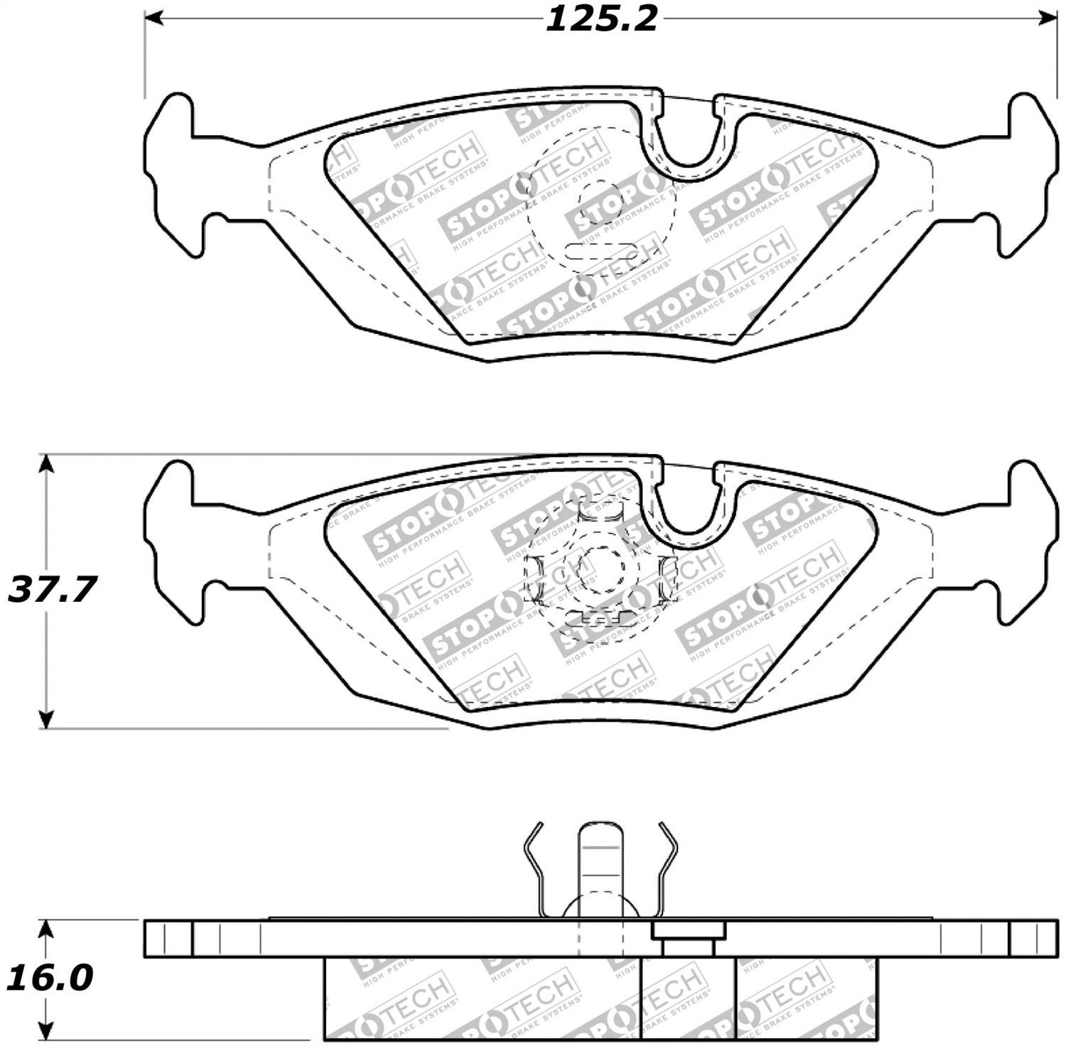 Rear StopTech 308.02790 Brake Pads with Shims and Hardware Street