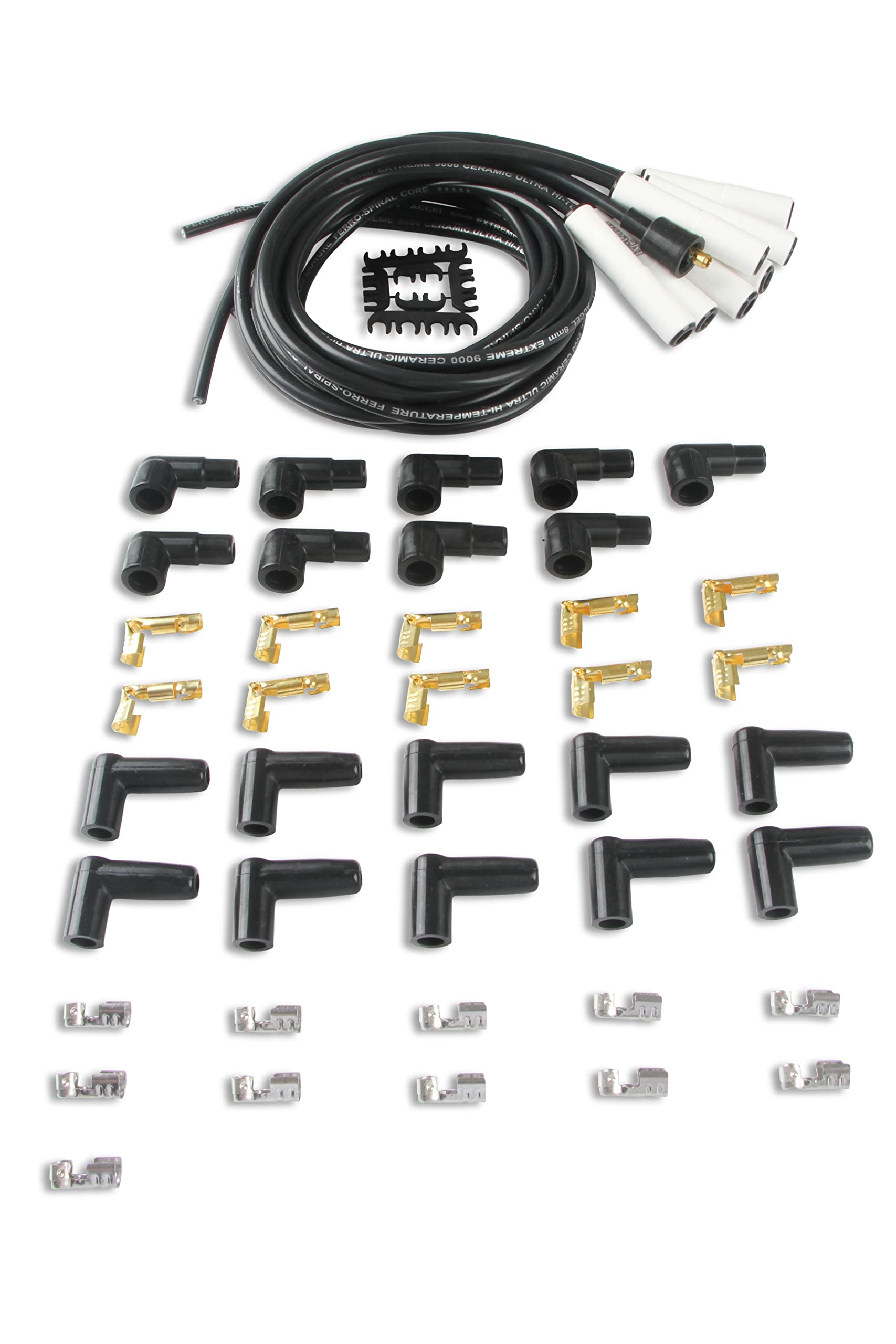 9000C ACCEL Extreme Spark Plug Wire Set - Universal - 180 Degree White Ceramic Boots