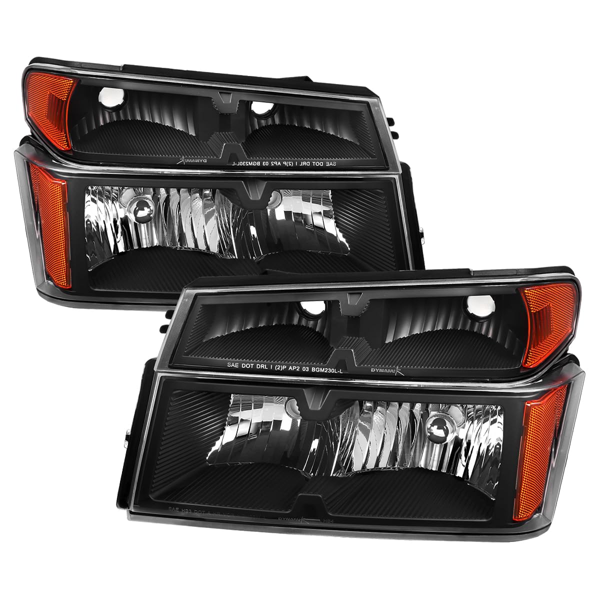 Black Headlights SPEC-D TUNING Compatible with 2004-2012 Chevy Colorado, GMC Canyon, 2006-2008 ISUZU I-Series Left + Right Assembly