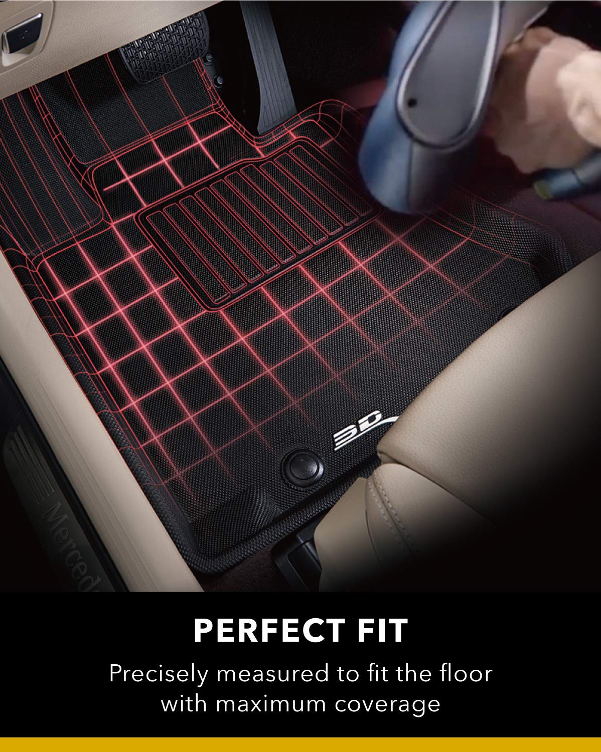 KAGU 3D MAXpider Custom Fit Floor Mat (BLACK) For MERCEDES-BENZ GLS-CLASS (W/REAR SEAT PCKGE) 2020-2023 - Second Row