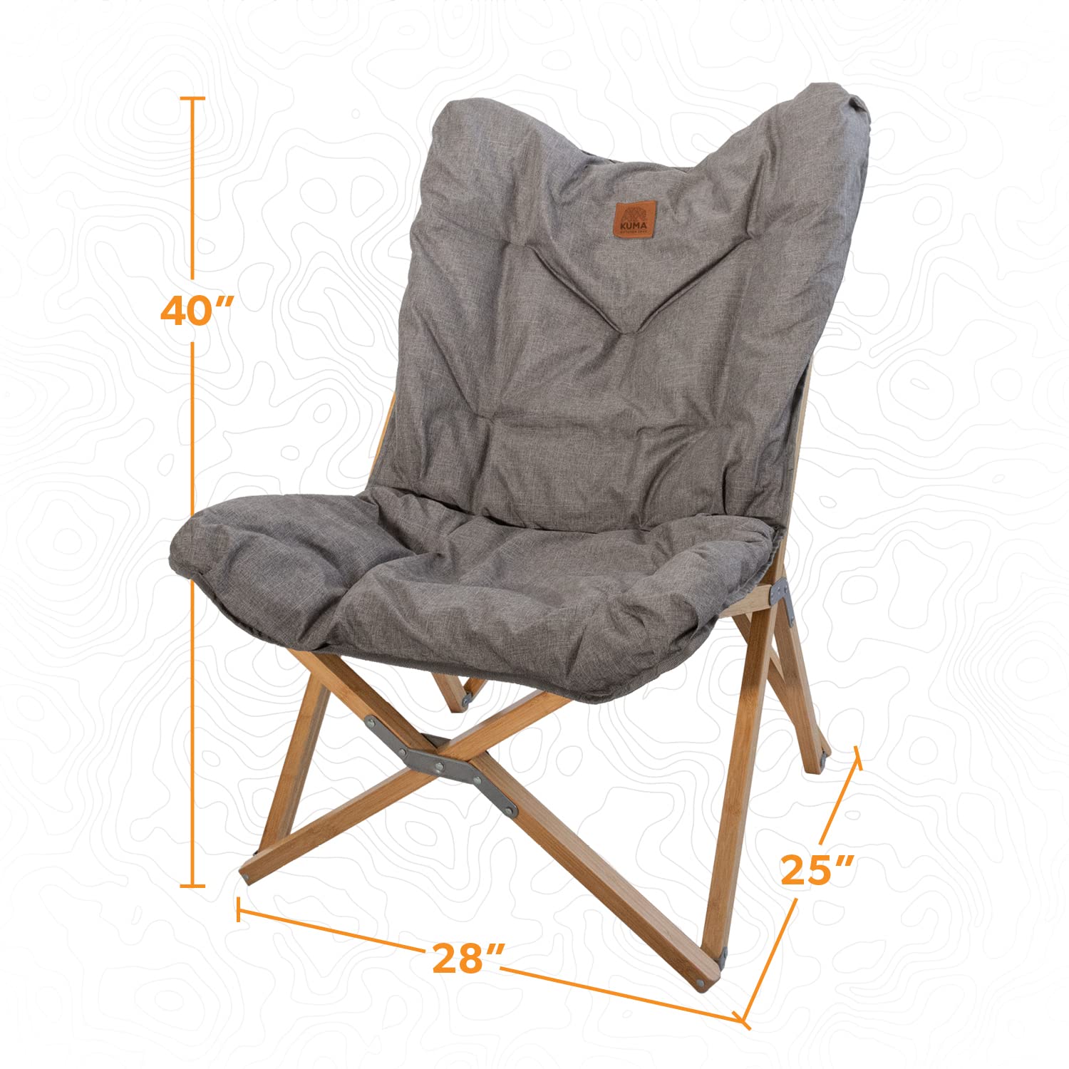 Yoho Bamboo Butterfly Chair Kuma Outdoor Gear with Carry Bag, Ultimate Portable Luxury Outdoor Chair for Camping, Glamping, Sports & Outdoor Adventures (Heather Grey)
