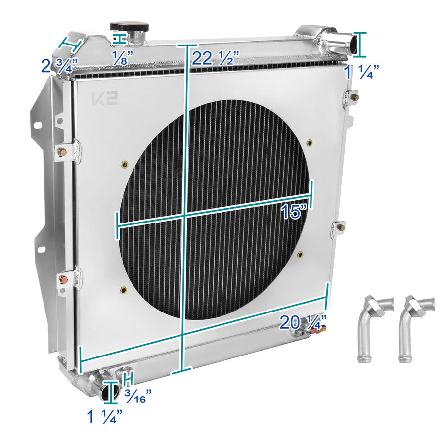Cooling Spec-D Tuning Aluminum 3 Row Radiator with Fan Shroud Compatible with 1988-1995 Toyota 4Runner Pickup