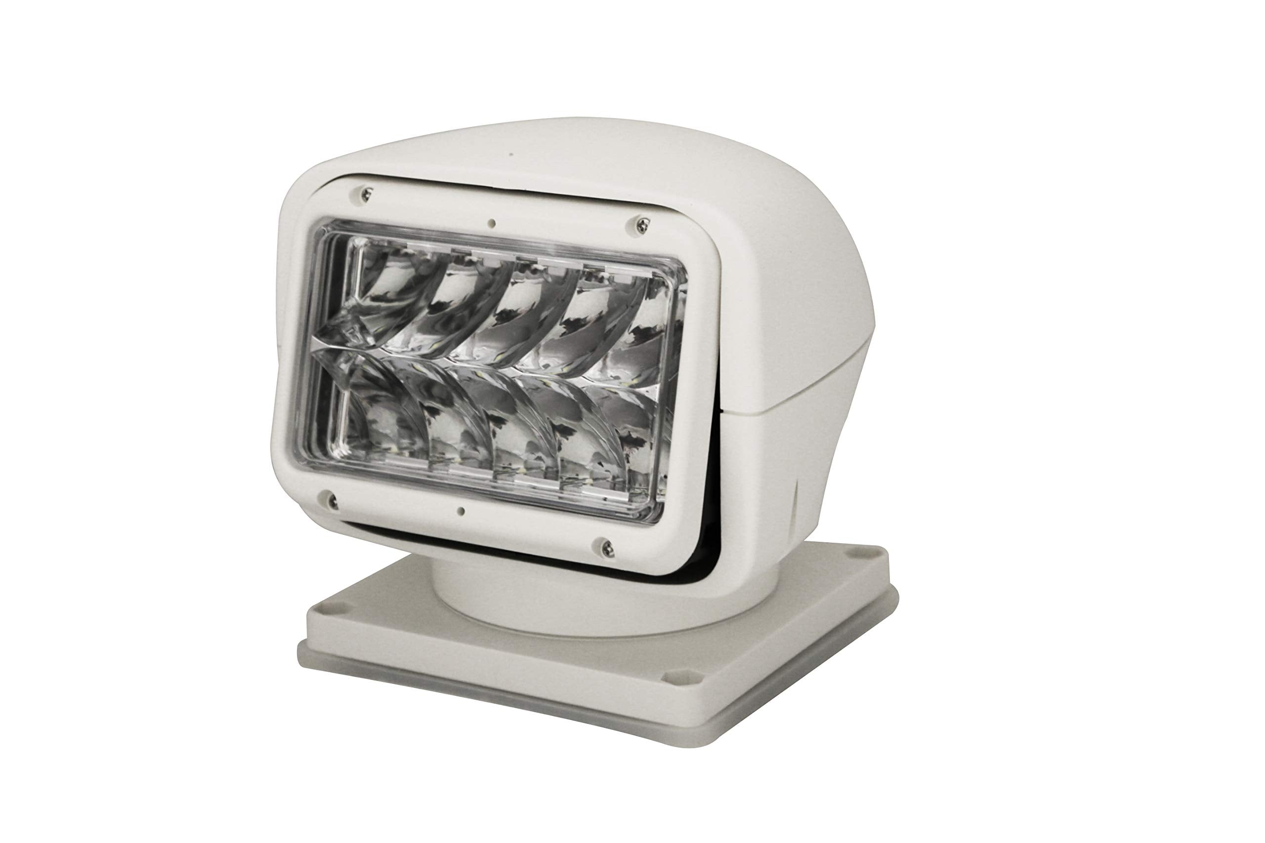 Ecco EW3011 Safety Group Remote Spotlight: Led (10), Spot Beam, 135Deg Tilt Range, Dual Control, Square, 12-24Vdc, White