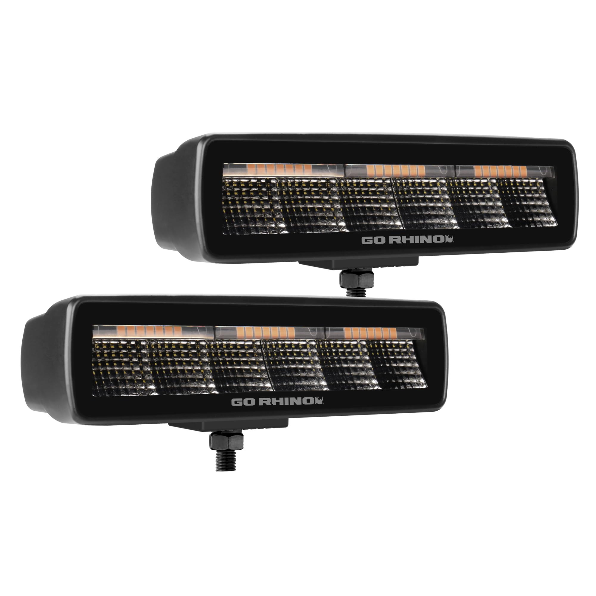 Blackout Series Go Rhino - SIXLINE 6-LED Spot Lights with Flush Mount, Pair | Flush Mount, Aluminum, Black | 750300621SBF