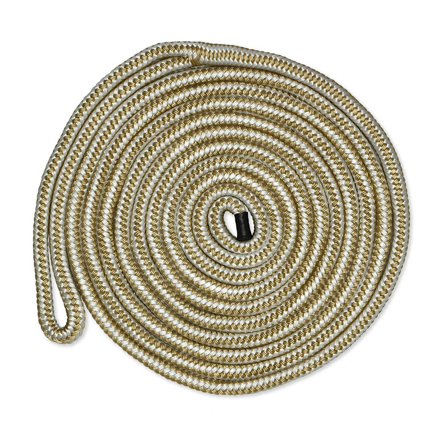 Dock Line CMP Cordage CDL1215WG, 1/2" Diameter - 15' Length, Double Braid, White Gold