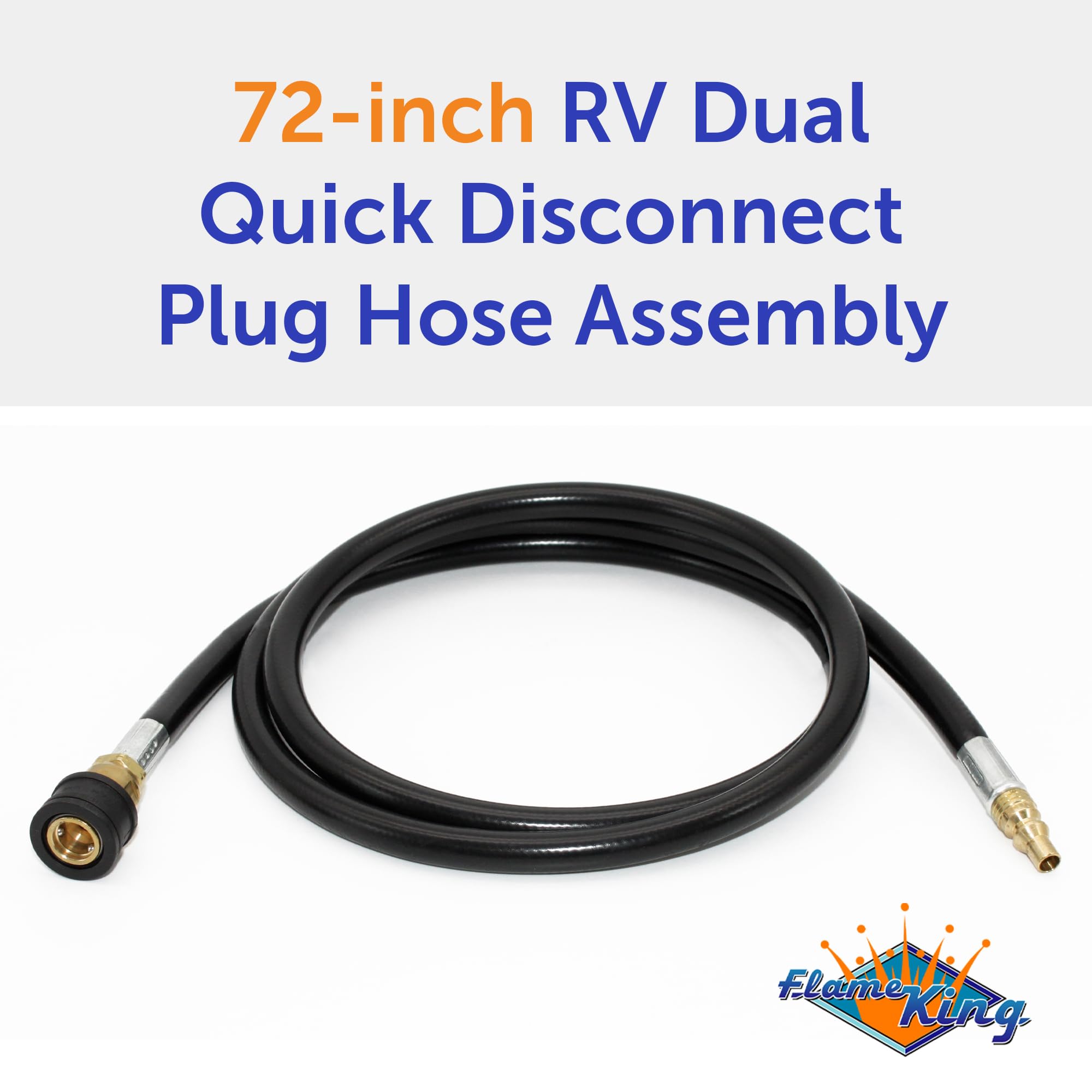 Flame King Dual Quick Connect Hose, RV, Van, Trailer, LP Gas Only, 72 Inch, 1/4 Inch ID - 100395-72, Black