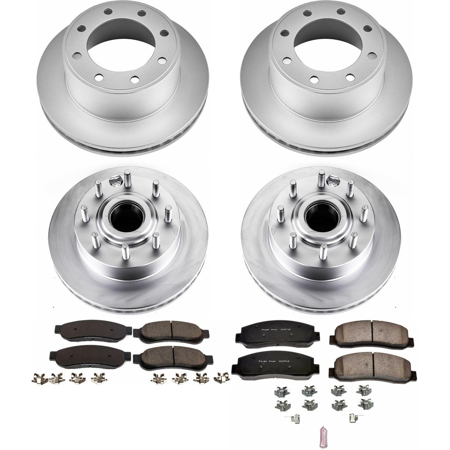 Power Stop CRK5586 Brake Rotor & Coated Ceramic Brake Pads- front & rear For Ford F-250 Super Duty 2007-2008, Ford F-350 Super Duty 2007-2010 [Model Specific]