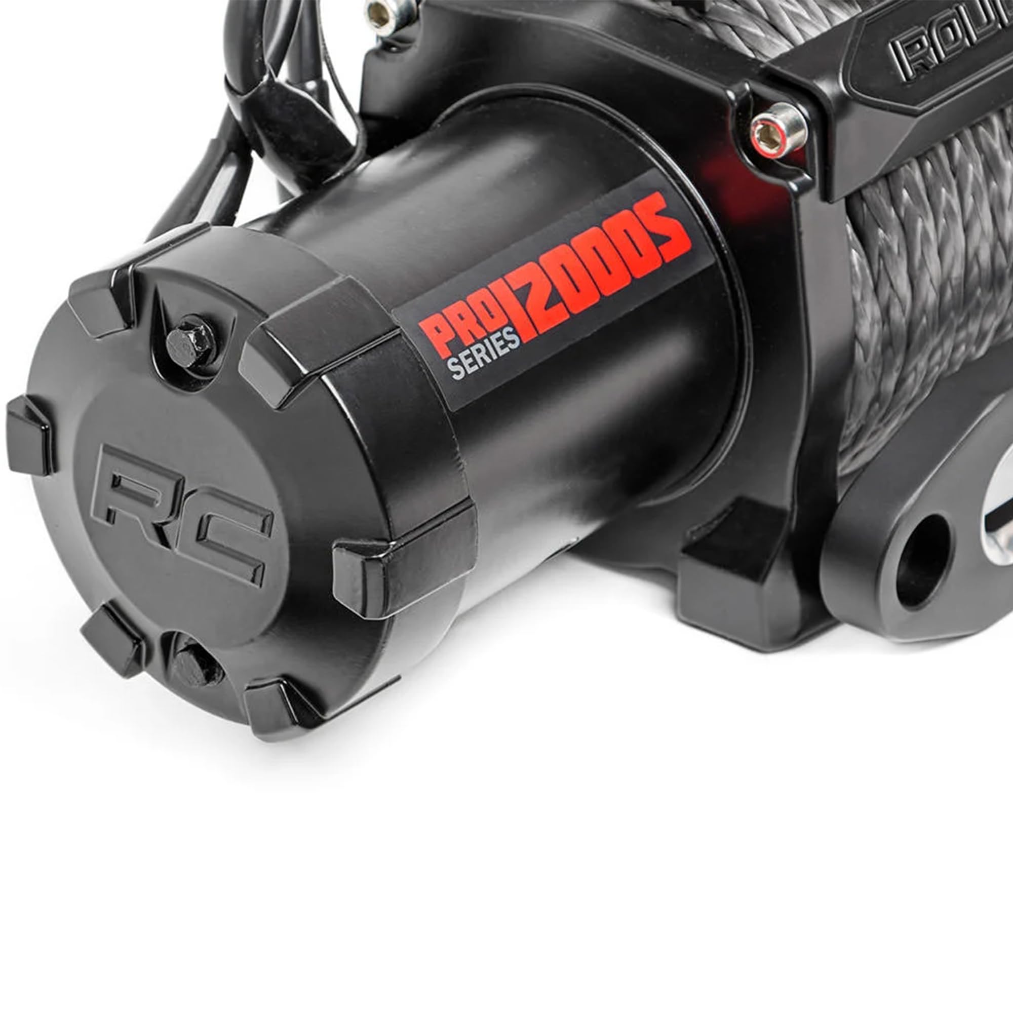 12,000LB Rough Country PRO Series Electric Winch | Synthetic Rope - PRO12000S, Black