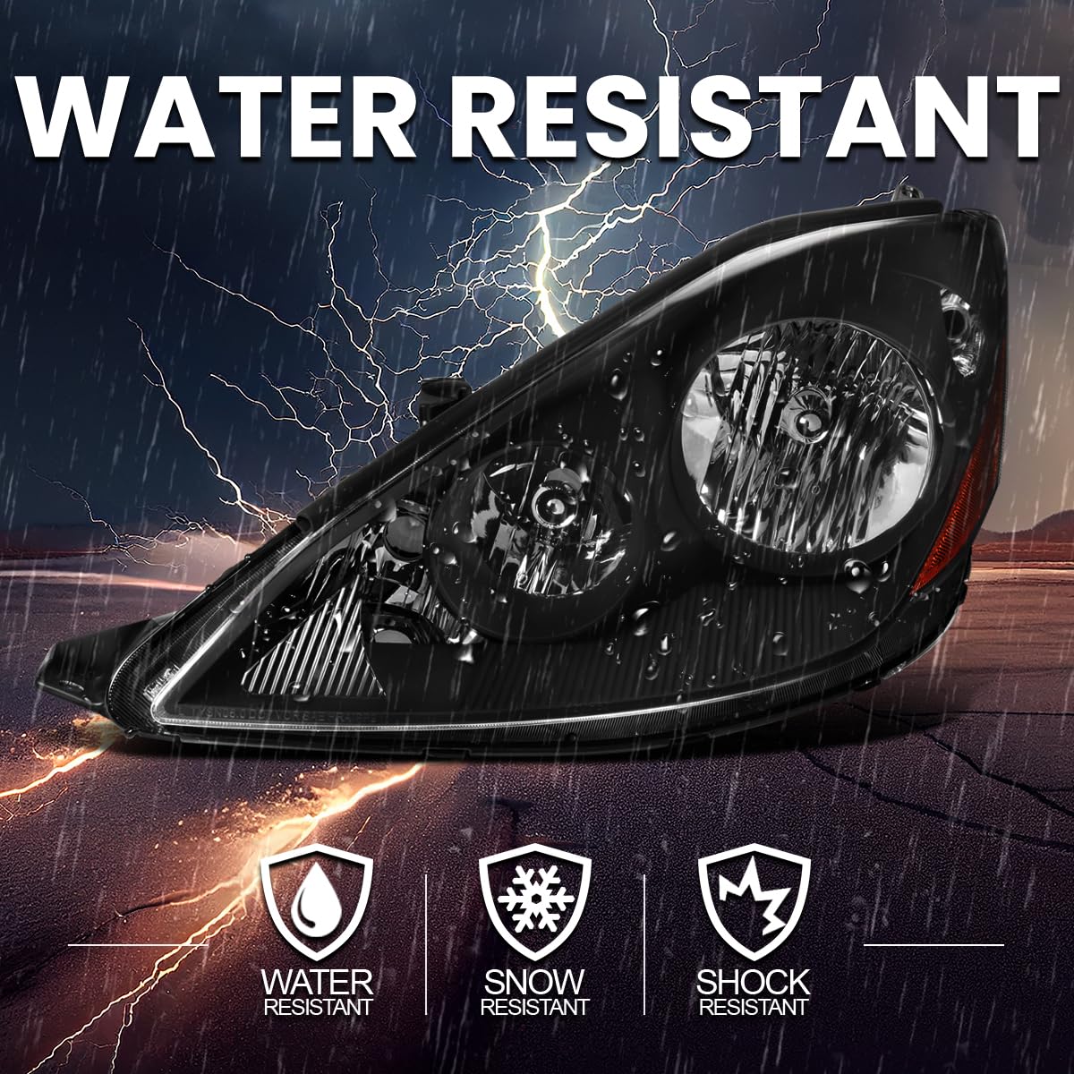 Black Headlights Spec-D Tuning Compatible with 2006-2010 Toyota Sienna, Left + Right Pair Headlamp Assembly