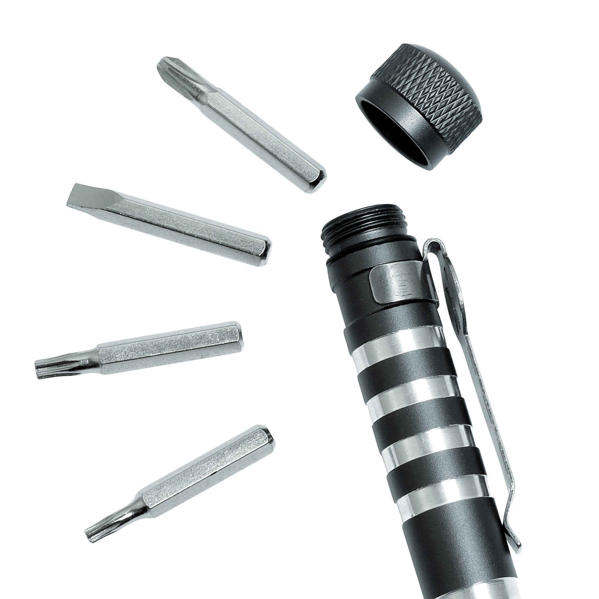 TX-Tool Kershaw (TXTOOL); 4.8 In. Single-Position Multifunction Magnetic Bit Driver; Includes T-6, T-8, T-10, #2 Phillips and Slotted Screwdriver Bit; 1.1 oz., Black