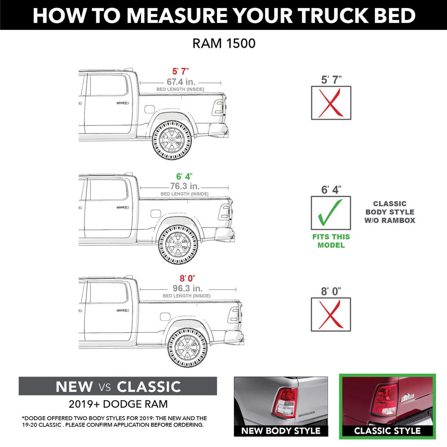 TruXedo RealTruck Deuce Hybrid Truck Bed Tonneau Cover | 746901 | Fits 2009 - 2018, 2019 - 2020 Classic Dodge Ram 1500, 2010-21 2500/3500 6' 4" Bed (76.3")