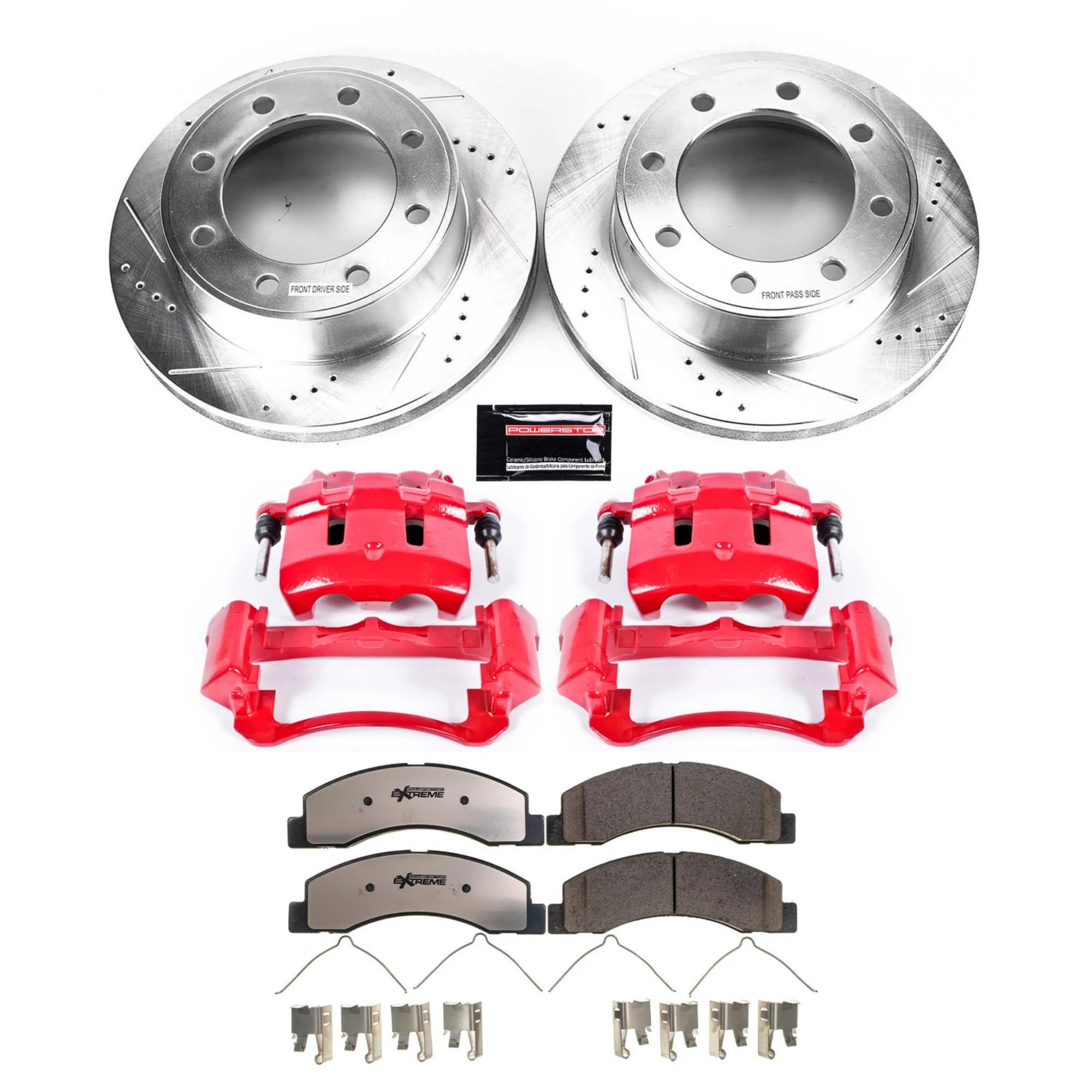 Power Stop Z36 KC1905-36 Truck & Tow Front Calipers with Drilled and Slotted Brake Rotors, Carbon-Fiber Ceramic Brake Pads Brake Kit For 1999-2004 Ford Excursion F-250 F-350 Super Duty 4WD