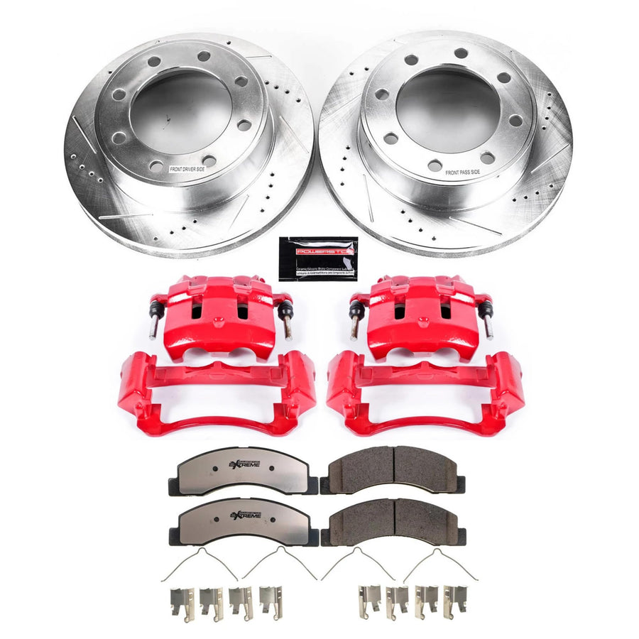 Power Stop Z36 KC1905-36 Truck & Tow Front Calipers with Drilled and Slotted Brake Rotors, Carbon-Fiber Ceramic Brake Pads Brake Kit For 1999-2004 Ford Excursion F-250 F-350 Super Duty 4WD