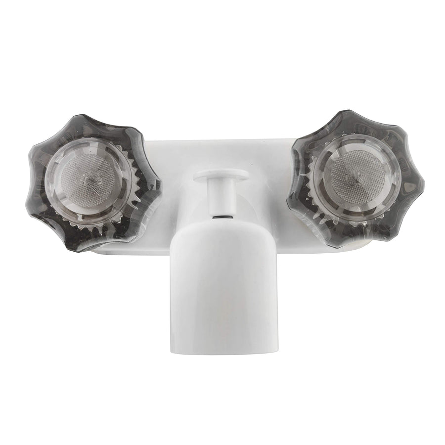 Dura Faucet RV Tub & Shower Faucet Valve Diverter DF-SA110S-WT with Smoked Acrylic Knobs (White)