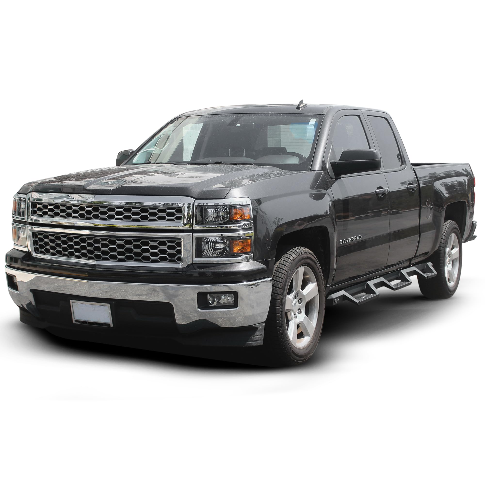 Westin HDX 56-534595 Drop Wheel to Wheel Nerf Bars fits 2014-2019 Silverado Sierra 1500 2500 3500 Double Cab 6'5" Bed & Dually 8' Bed Textured Black Pair