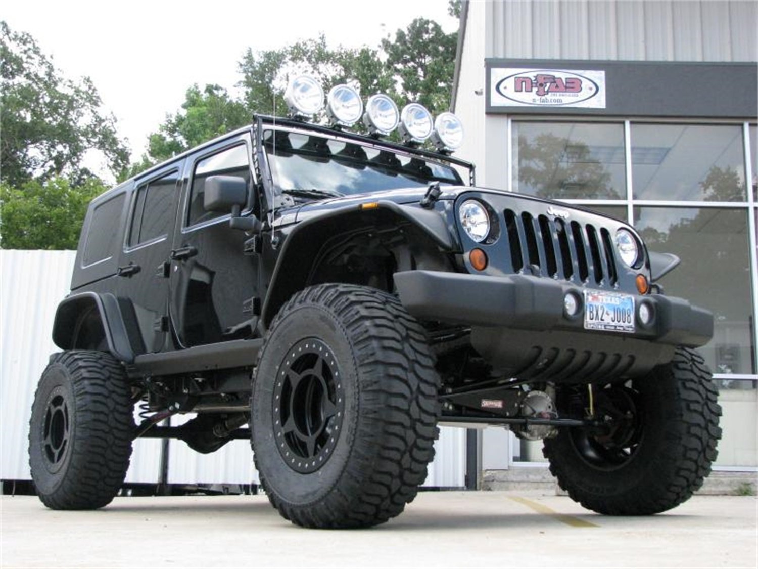 N-FAB J075TLR Windshield Mount Textured Black; Multi-Mount System (MMS) Jeep Wrangler JK 4 & 2 Door 07-18