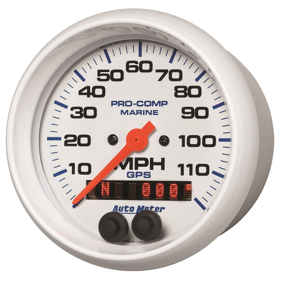 Speedometer AutoMeter Gauge, 3 3/8", 120Mph, GPS, Marine White (200637)