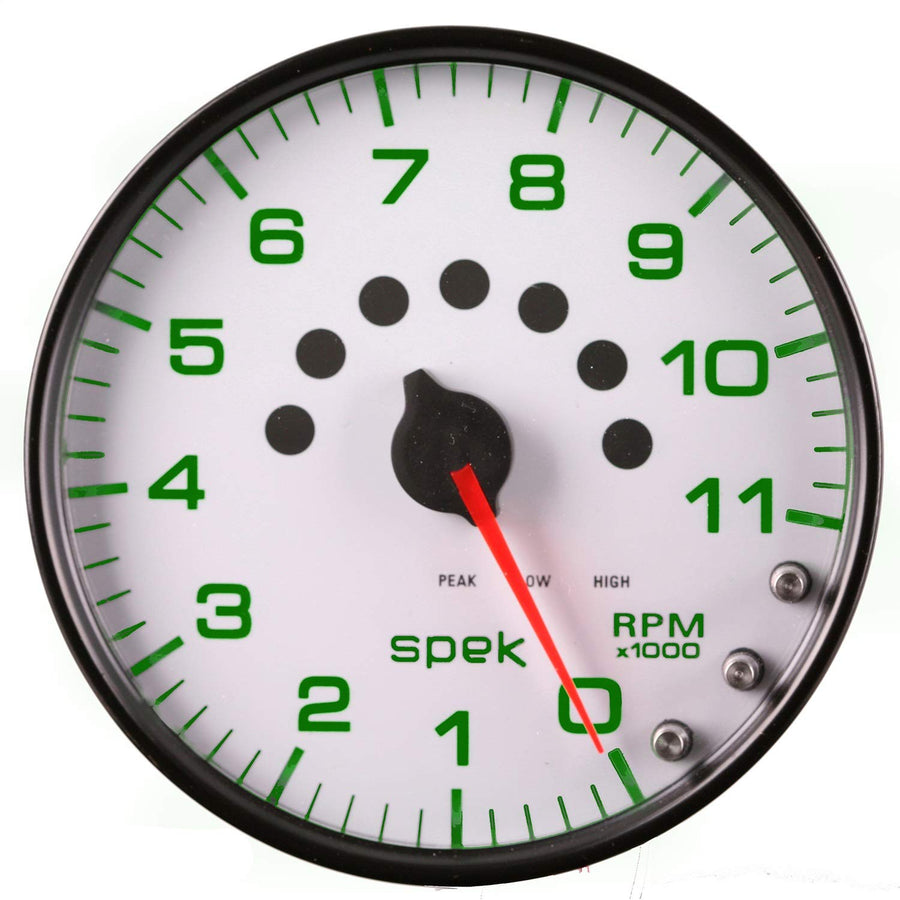 AutoMeter Gauge P23912 Tachometer (Spek-Pro 5", 11K RPM, with Shift Light & Peak Mem, White/Black, Spek-Pro)