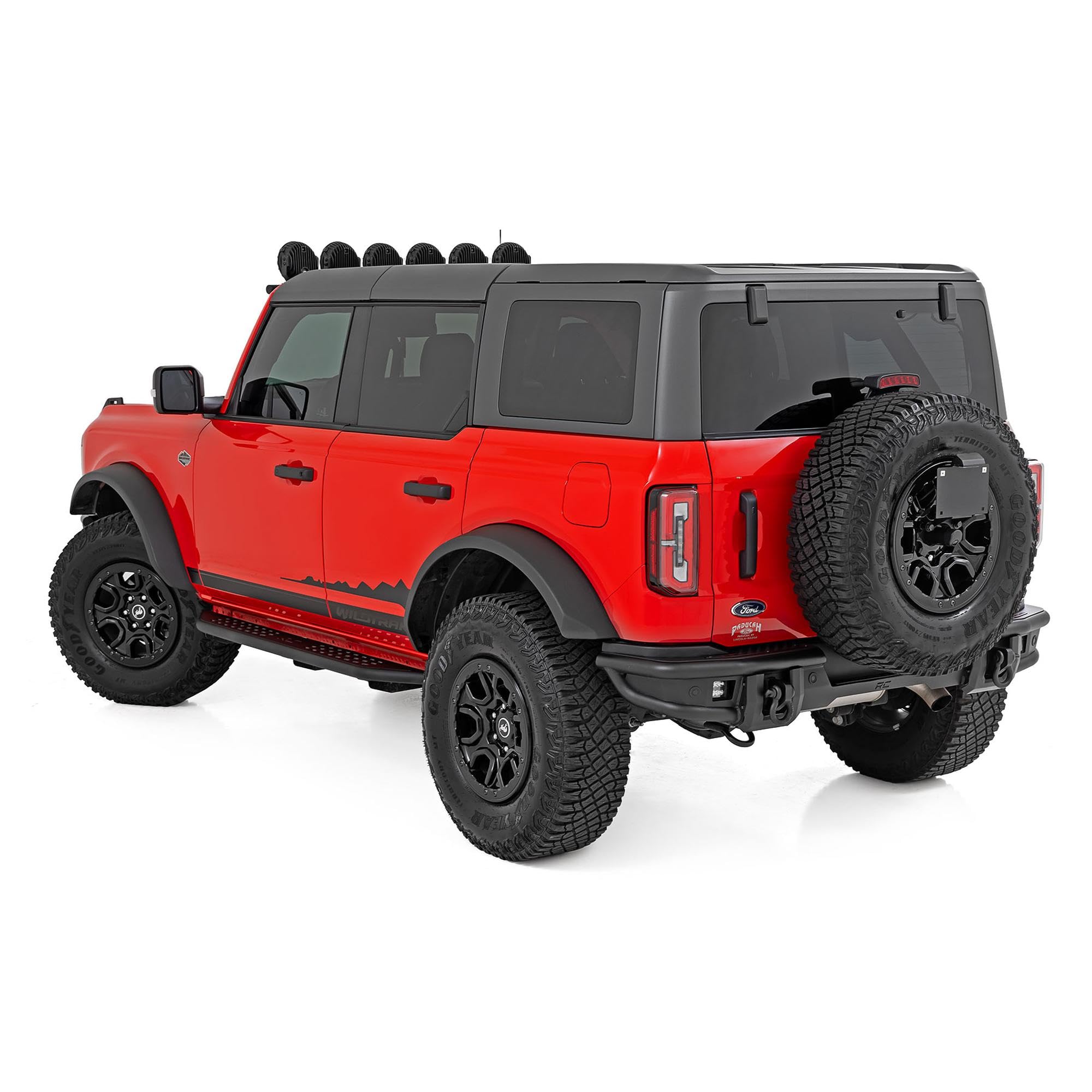 Rough Country Running Boards OV2 for Ford Bronco (2021-2025) 4-Door - Contoured Side Step Bars, Easy Bolt-On Install