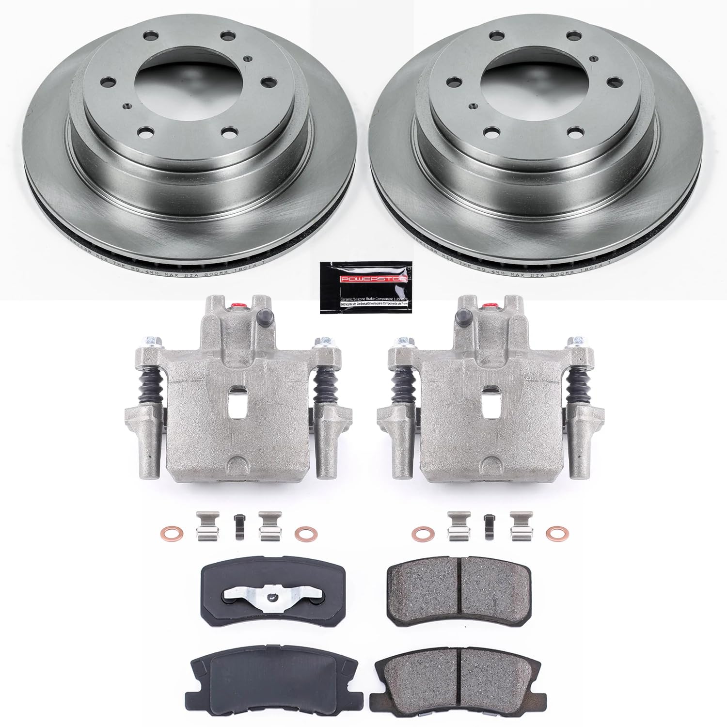 Power Stop KCOE3119 Replacement Autospeciality Rear Caliper Kit- OE Rotors, Ceramic Brake Pads, Calipers For Mitsubishi Montero 2001-2006 [Model Specific]