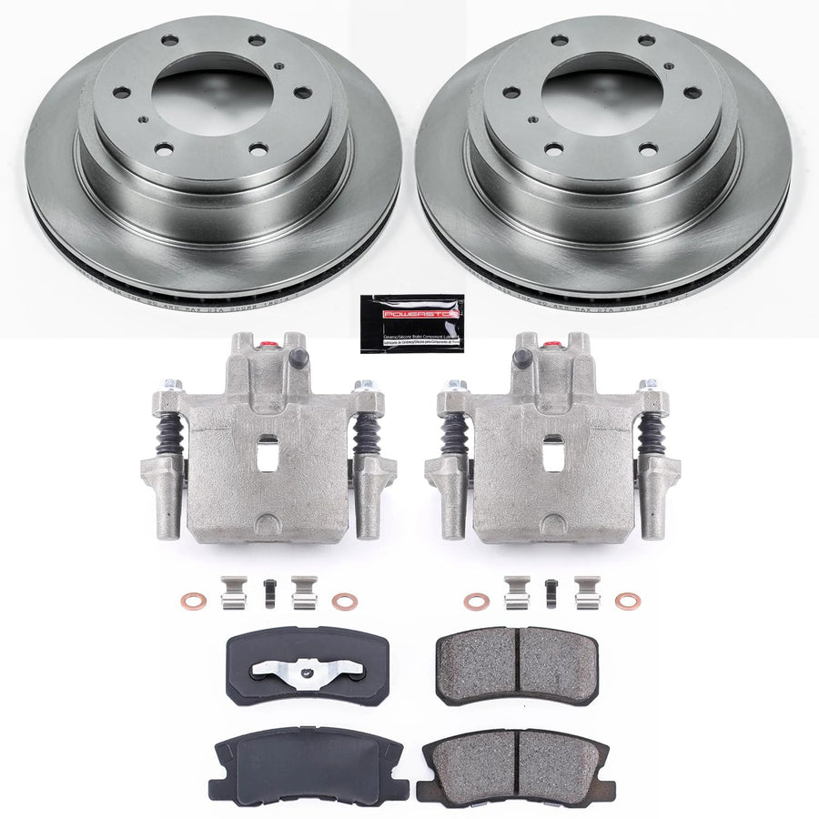 Power Stop KCOE3119 Replacement Autospeciality Rear Caliper Kit- OE Rotors, Ceramic Brake Pads, Calipers For Mitsubishi Montero 2001-2006 [Model Specific]