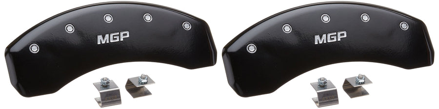 MGP 25049RMGPBK Caliper Covers Engraved Rear Caliper Cover with Black Powder Coat Finish and Silver Characters, (Set of 2)
