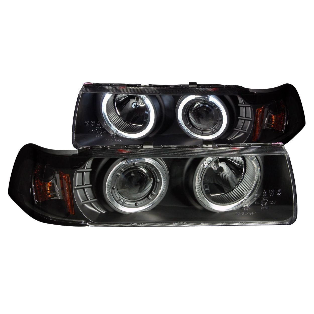 Projector Headlight Set ANZO USA w/LED Halo-Black 121325