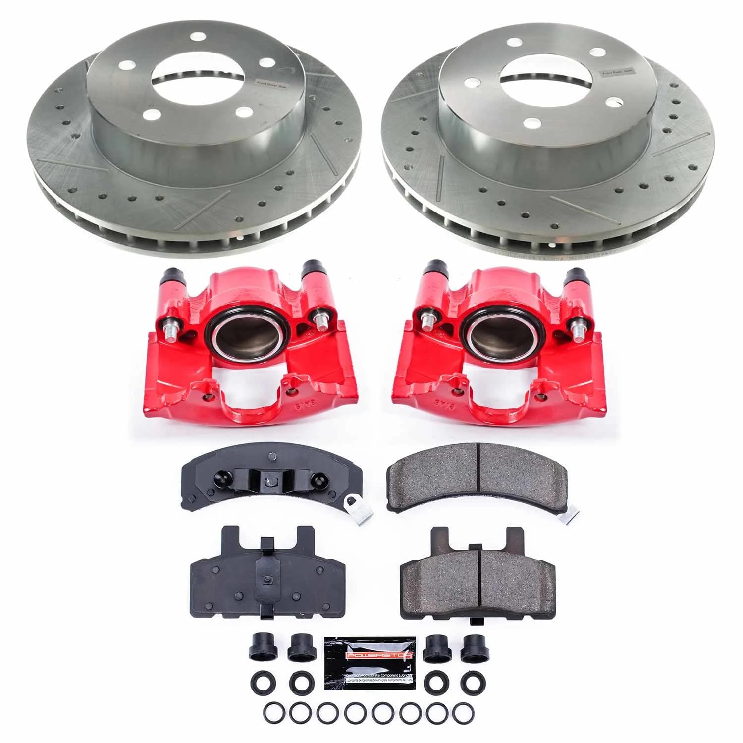 Power Stop Z23 KC4873, Front Brake Caliper Kit-Drilled/Slotted Rotors, Carbon Ceramic Brake Pads, Calipers For Chevrolet Astro 1990-2002, GMC Safari 1990-2002 [Model Specific]