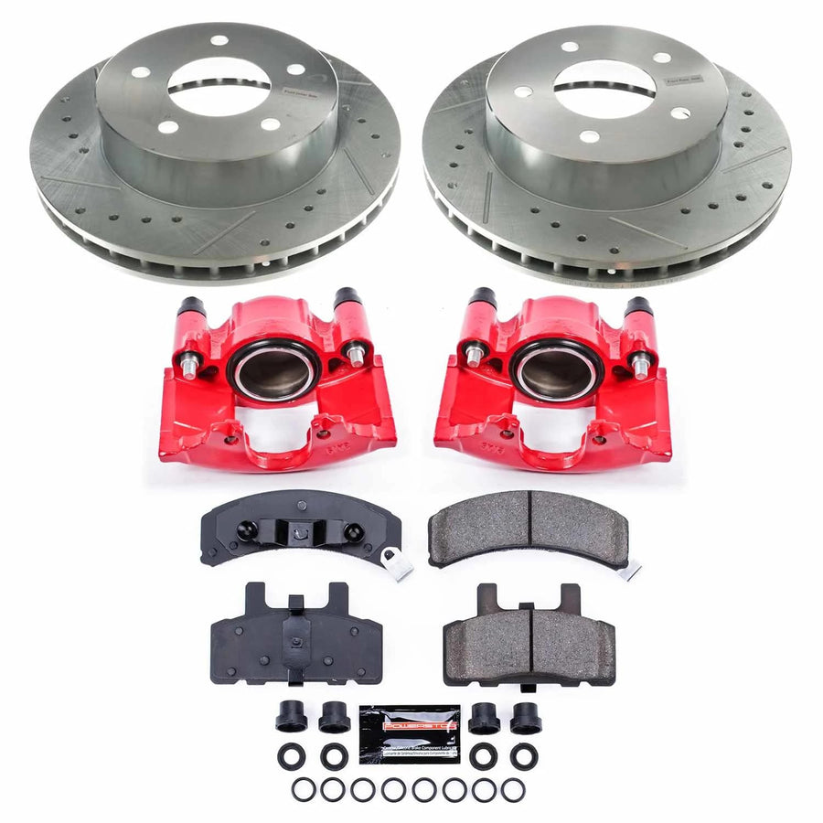 Power Stop Z23 KC4873, Front Brake Caliper Kit-Drilled/Slotted Rotors, Carbon Ceramic Brake Pads, Calipers For Chevrolet Astro 1990-2002, GMC Safari 1990-2002 [Model Specific]