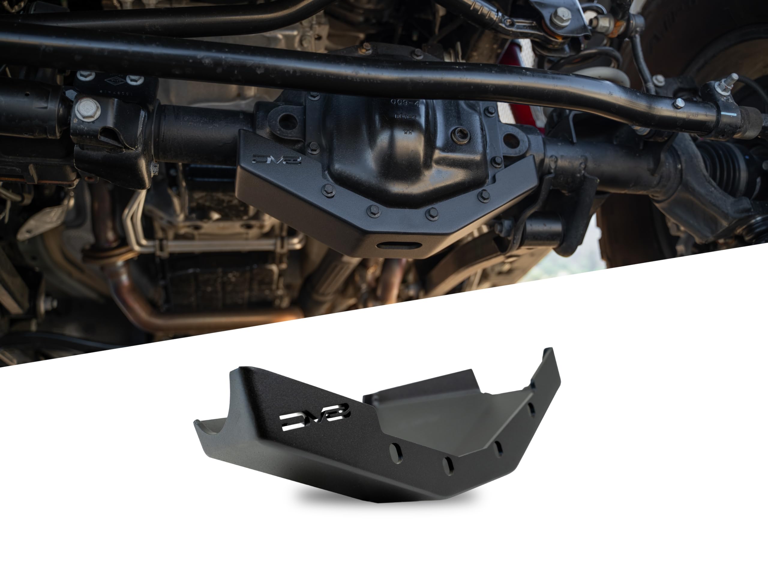 Front Differential Skid Plate DV8 for 2018-2025 Jeep Wrangler JL & 2020-2025 Gladiator JT | Protects the Front Differential & Pinion | 5mm Steel Construction | Fully Bolt-On | Powder Coated Black