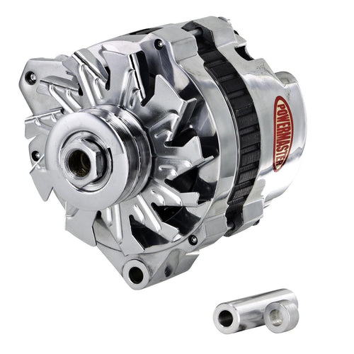 Alternator Powermaster 8-67529 Polish (140A 2V Pulley with Spacers 1 Wire)