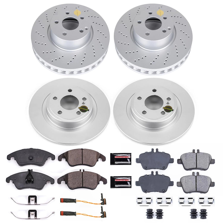Power Stop Coated Rotor CRK7497 Front & Rear Brake Kit- Coated Brake Rotors and Z23 Ceramic Brake Pads